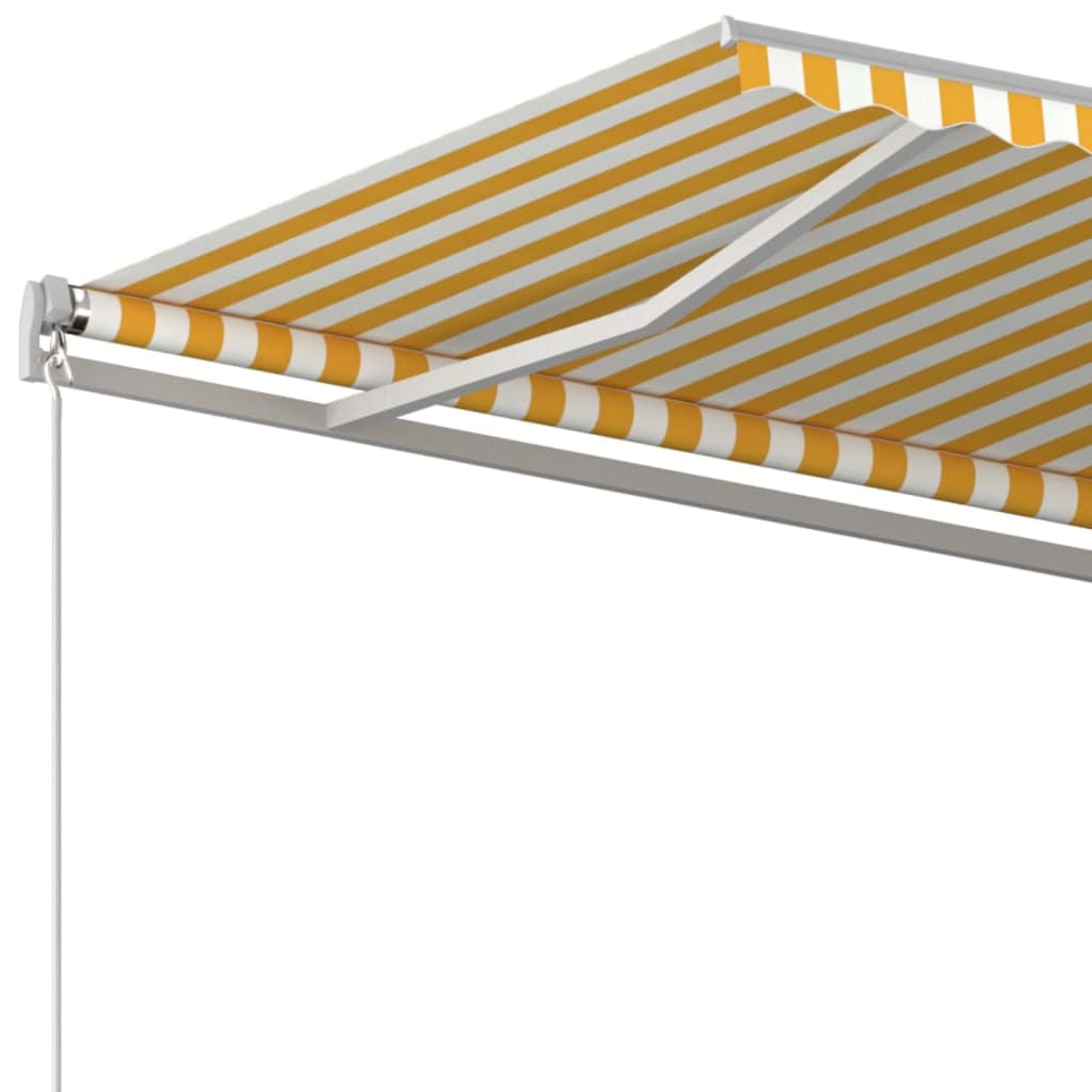 sárga és fehér kézzel kihúzható napellenző 450 x 300 cm