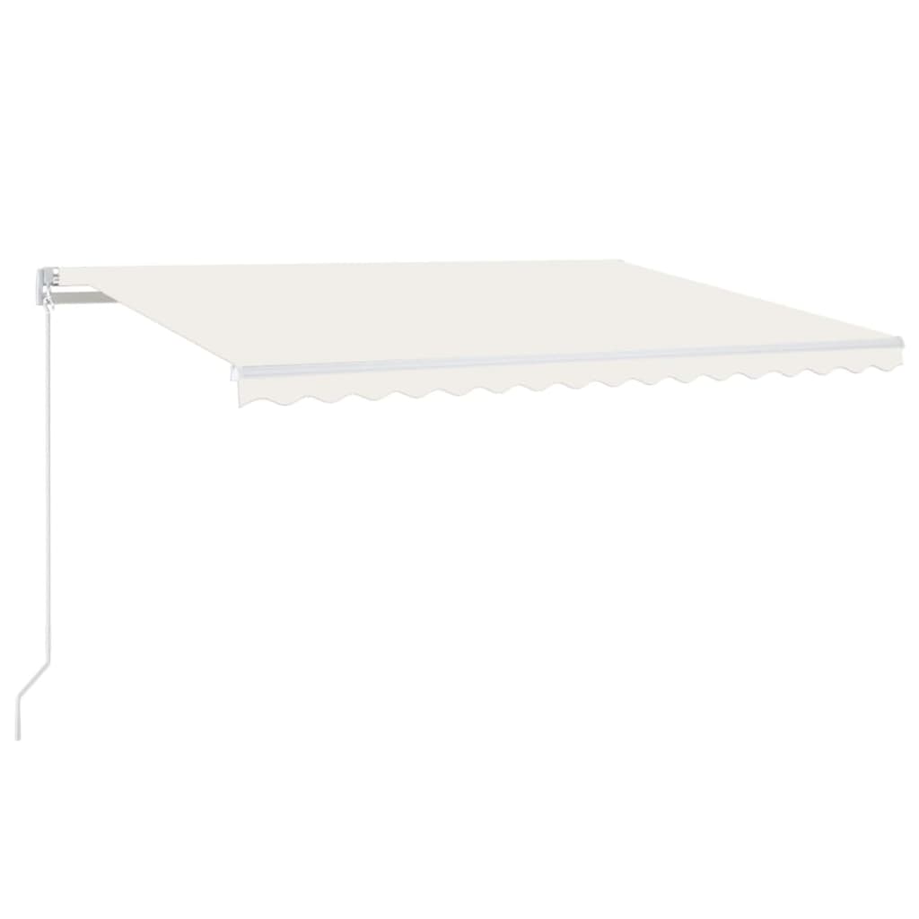 krémszínű kézzel kihúzható LED-es napellenző 450 x 300 cm