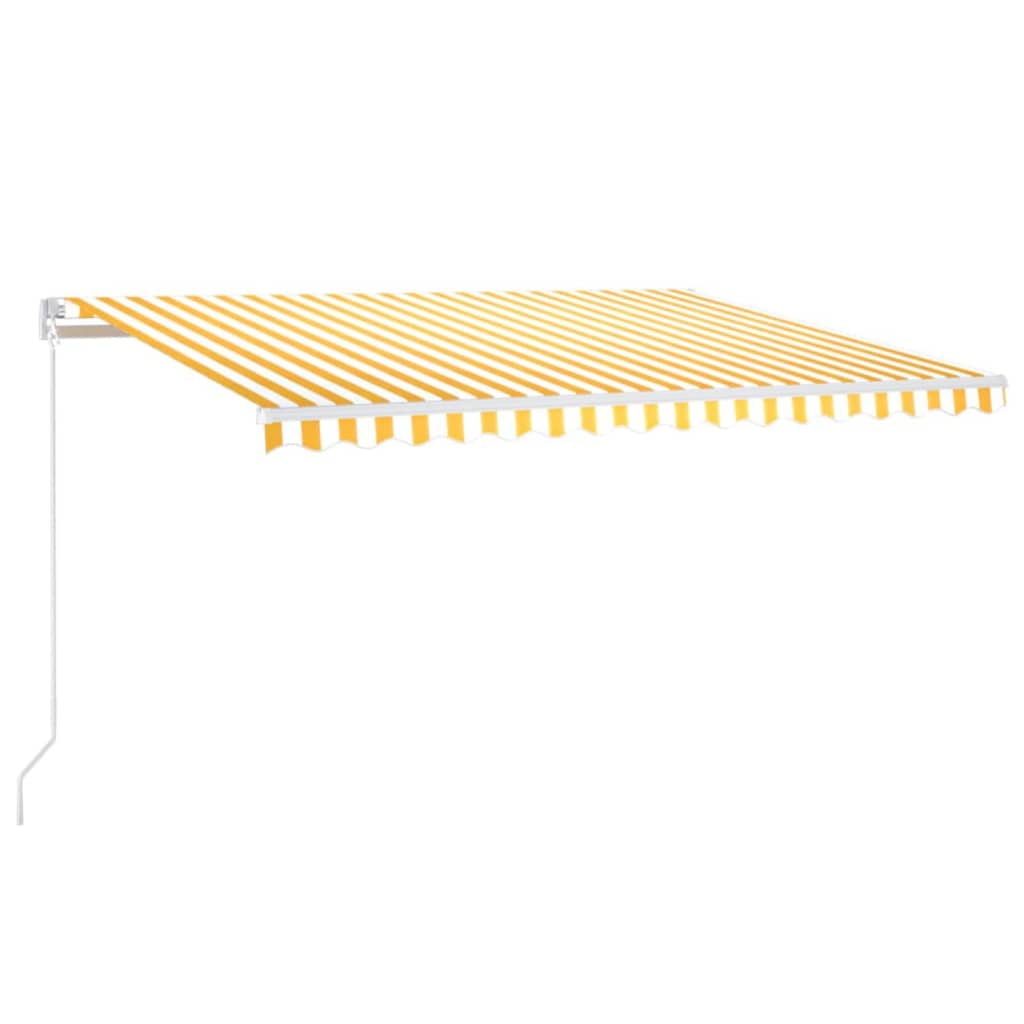 sárga és fehér kézzel kihúzható LED-es napellenző 450 x 300 cm