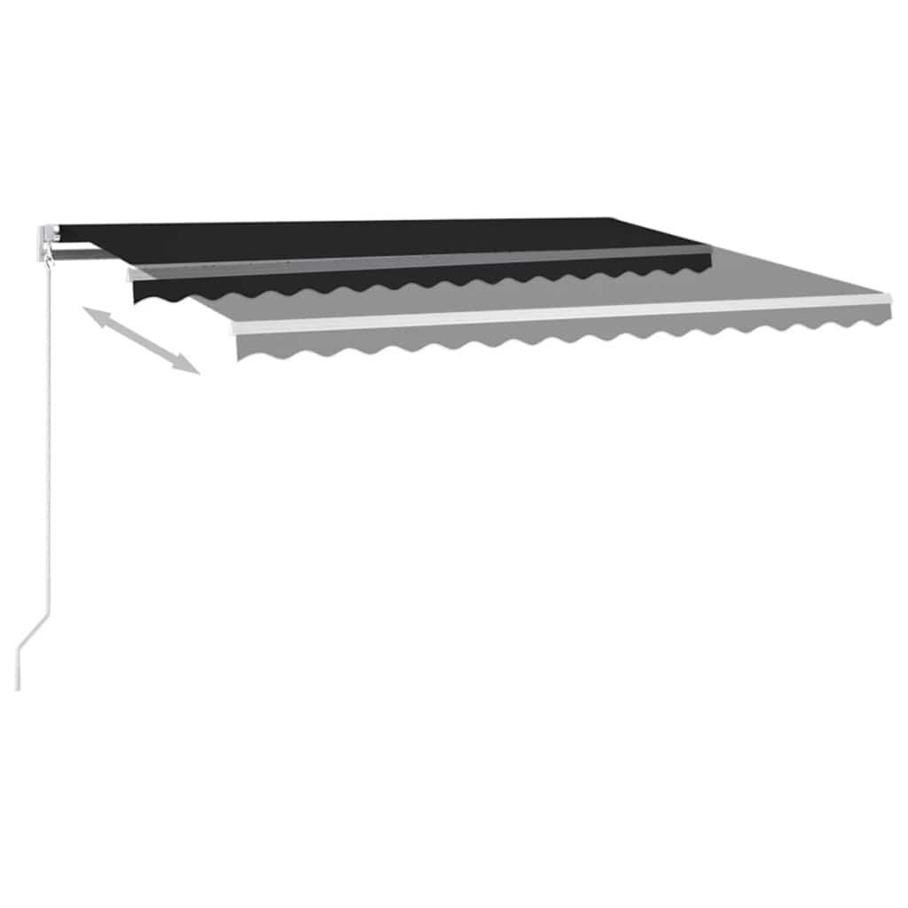 antracitszürke kézzel kihúzható LED-es napellenző 450 x 300 cm