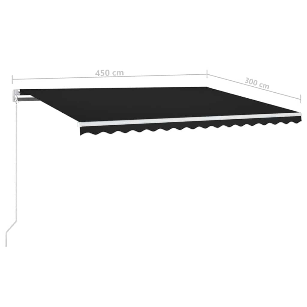 antracitszürke kézzel kihúzható LED-es napellenző 450 x 300 cm
