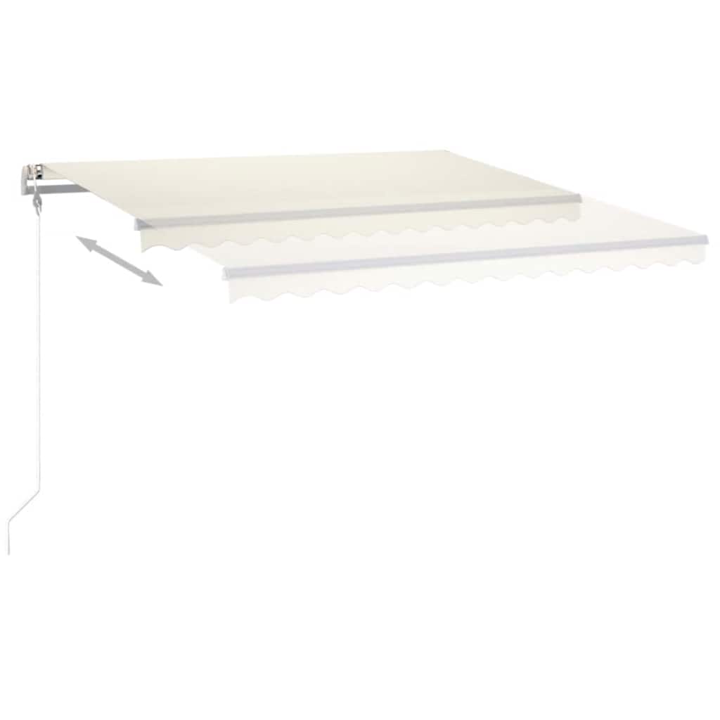 krémszínű automata szélérzékelős és LED-es napellenző 450x300cm