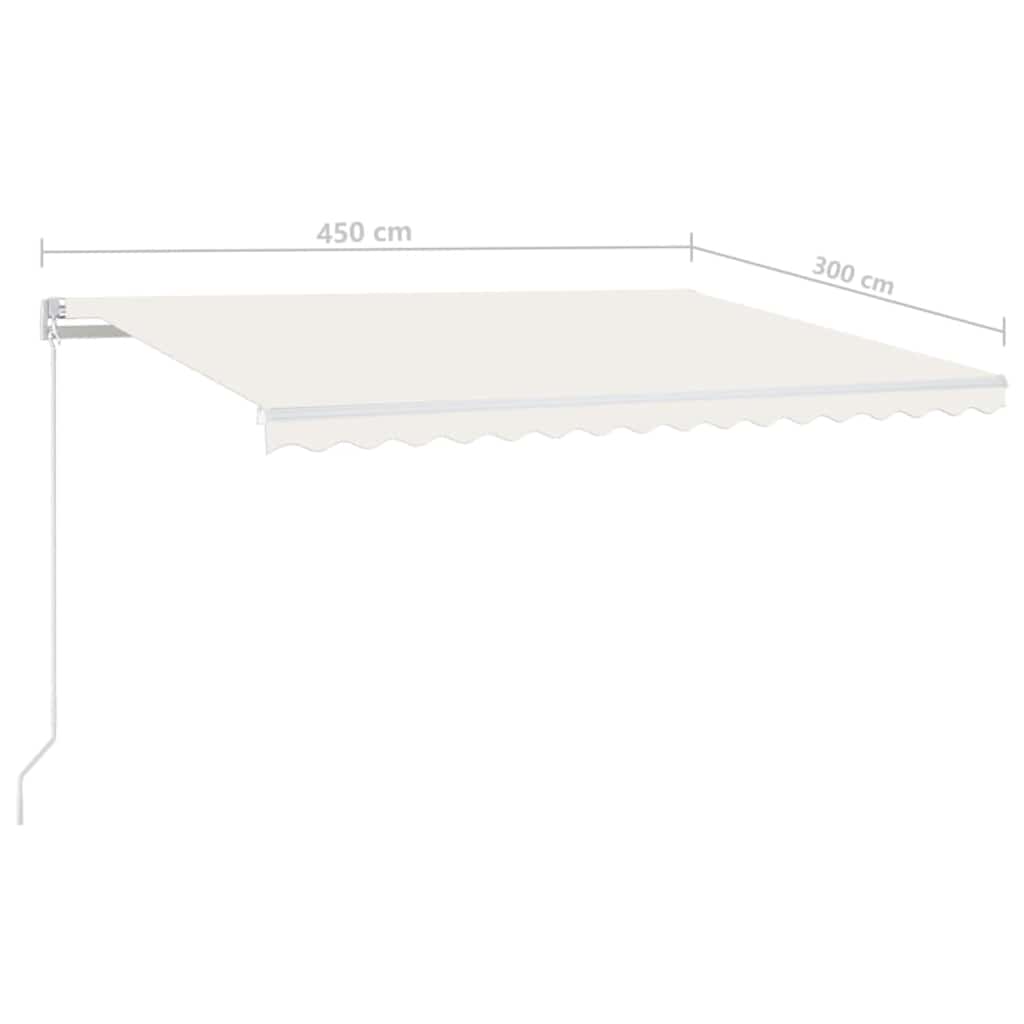 krémszínű automata szélérzékelős és LED-es napellenző 450x300cm