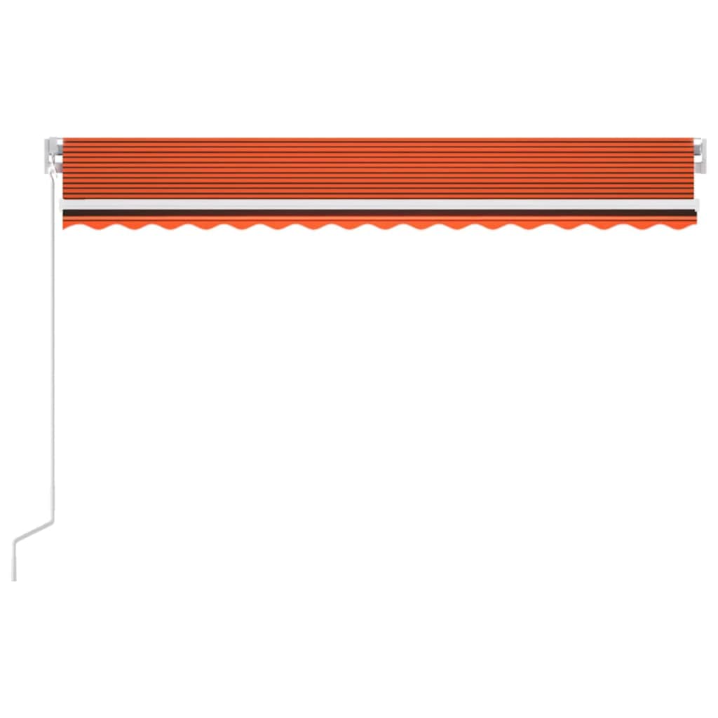 narancssárga-barna szélérzékelős és LED-es napellenző 450x300cm