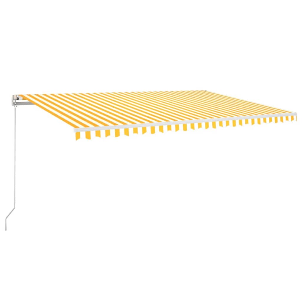 sárga és fehér kézzel kihúzható LED-es napellenző 500x300 cm