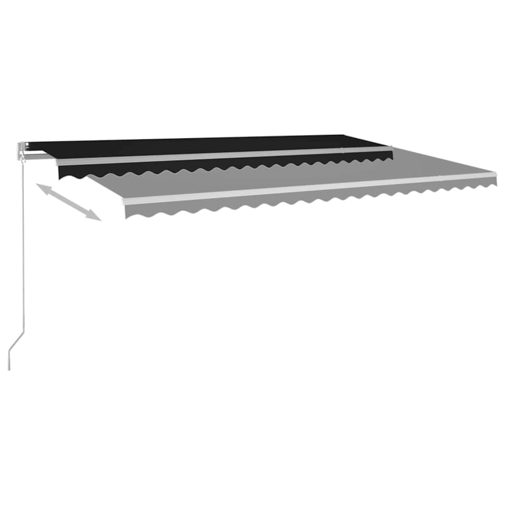 antracitszürke kézzel kihúzható LED-es napellenző 500 x 300 cm