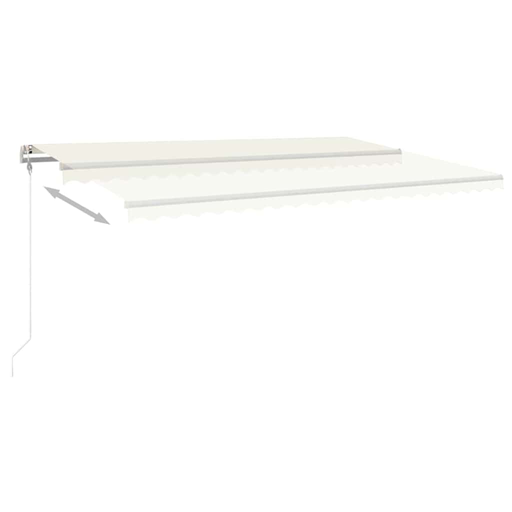 krémszínű automata szélérzékelős és LED-es napellenző 500x300cm
