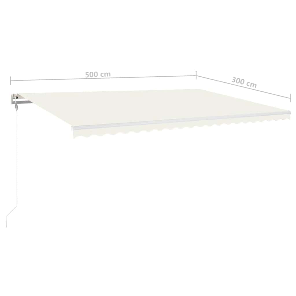 krémszínű automata szélérzékelős és LED-es napellenző 500x300cm
