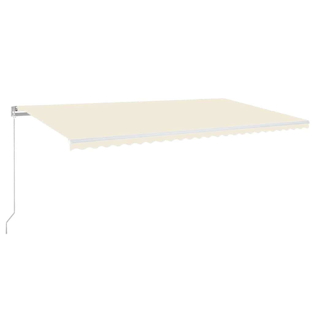 krémszínű kézzel kihúzható LED-es napellenző 600 x 300 cm