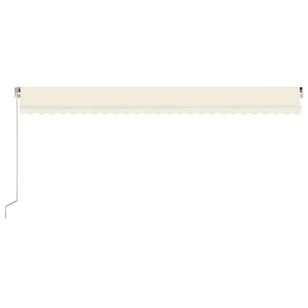 krémszínű kézzel kihúzható LED-es napellenző 600 x 300 cm
