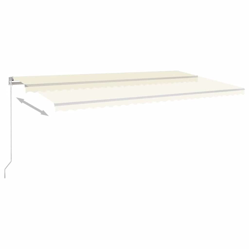 krémszínű kézzel kihúzható LED-es napellenző 600 x 300 cm