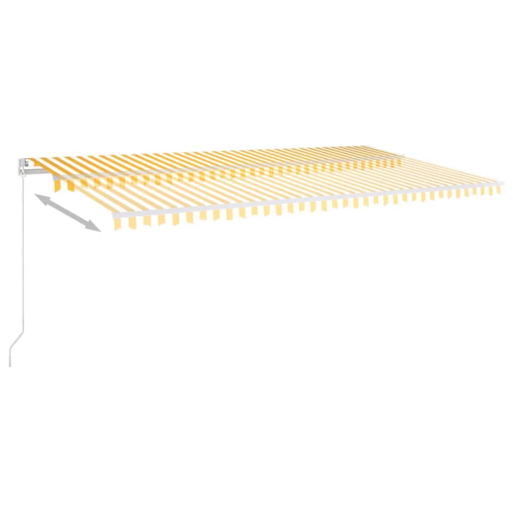 sárga és fehér kézzel kihúzható LED-es napellenző 600x300 cm