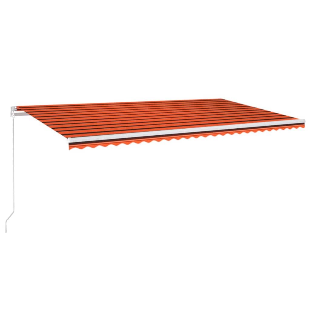 narancs és barna kézzel kihúzható LED-es napellenző 600x300 cm