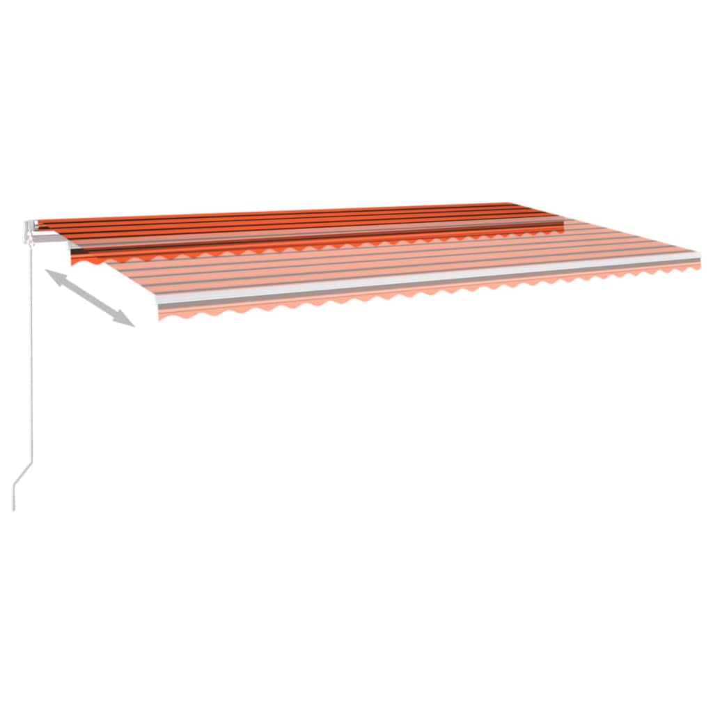narancs és barna kézzel kihúzható LED-es napellenző 600x300 cm