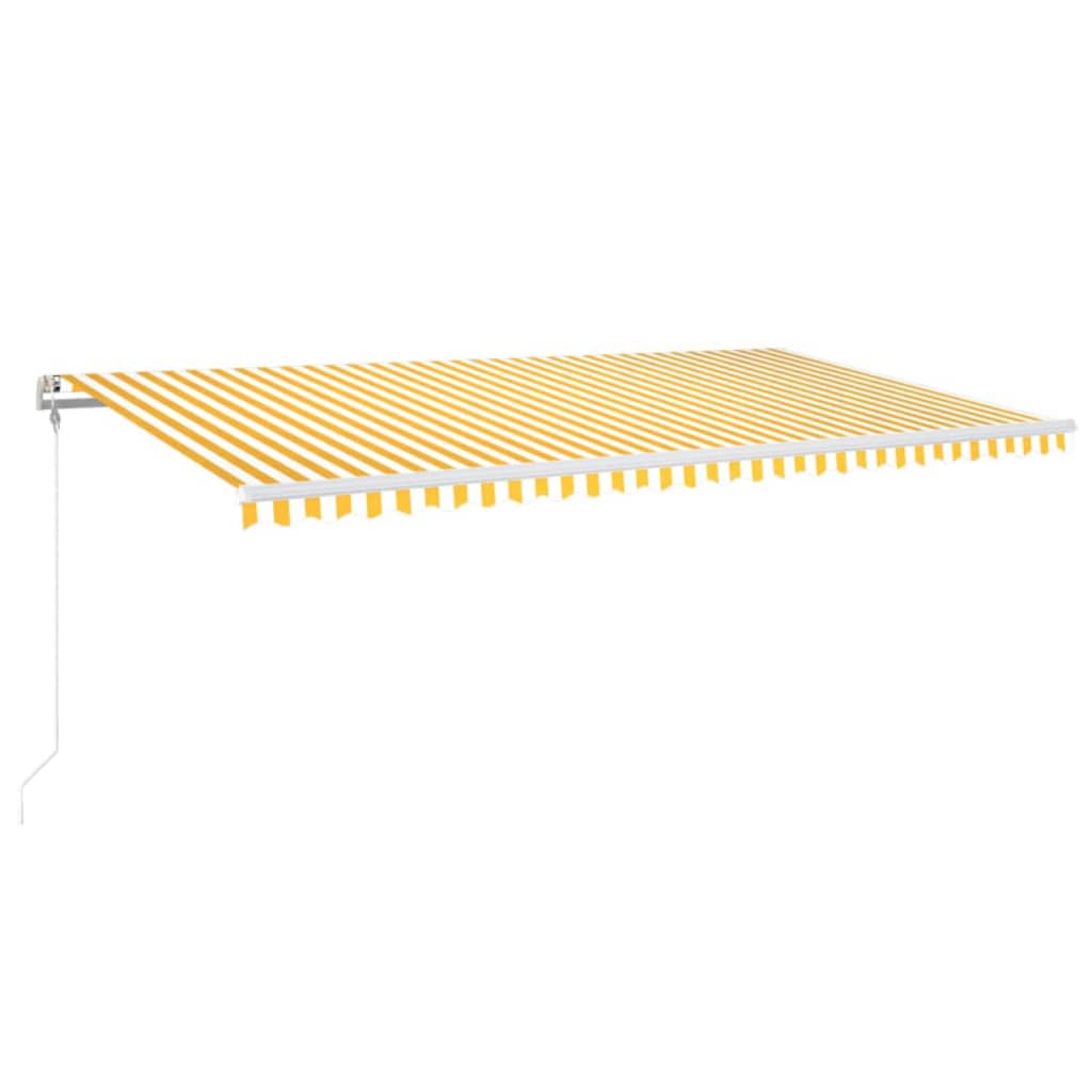 sárga-fehér szélérzékelős és LED-es napellenző 600x300 cm