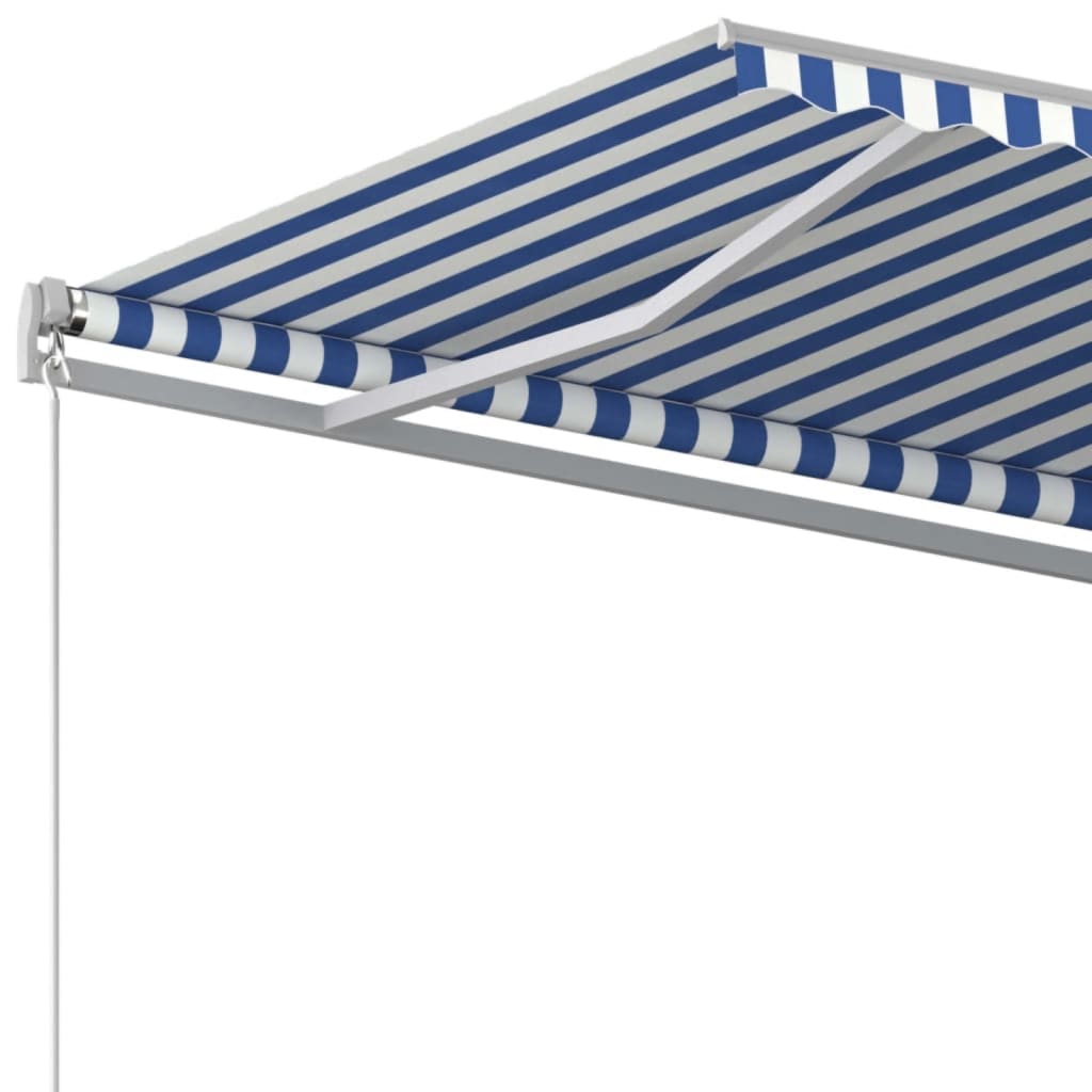 kék és fehér kézzel kihúzható napellenző 400 x 350 cm
