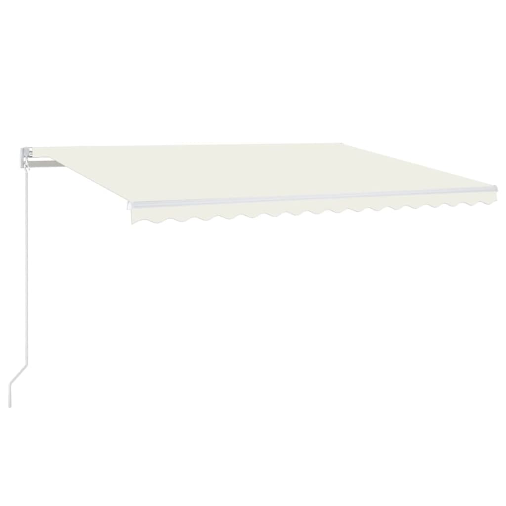 krémszínű kézzel kihúzható LED-es napellenző 400 x 350 cm