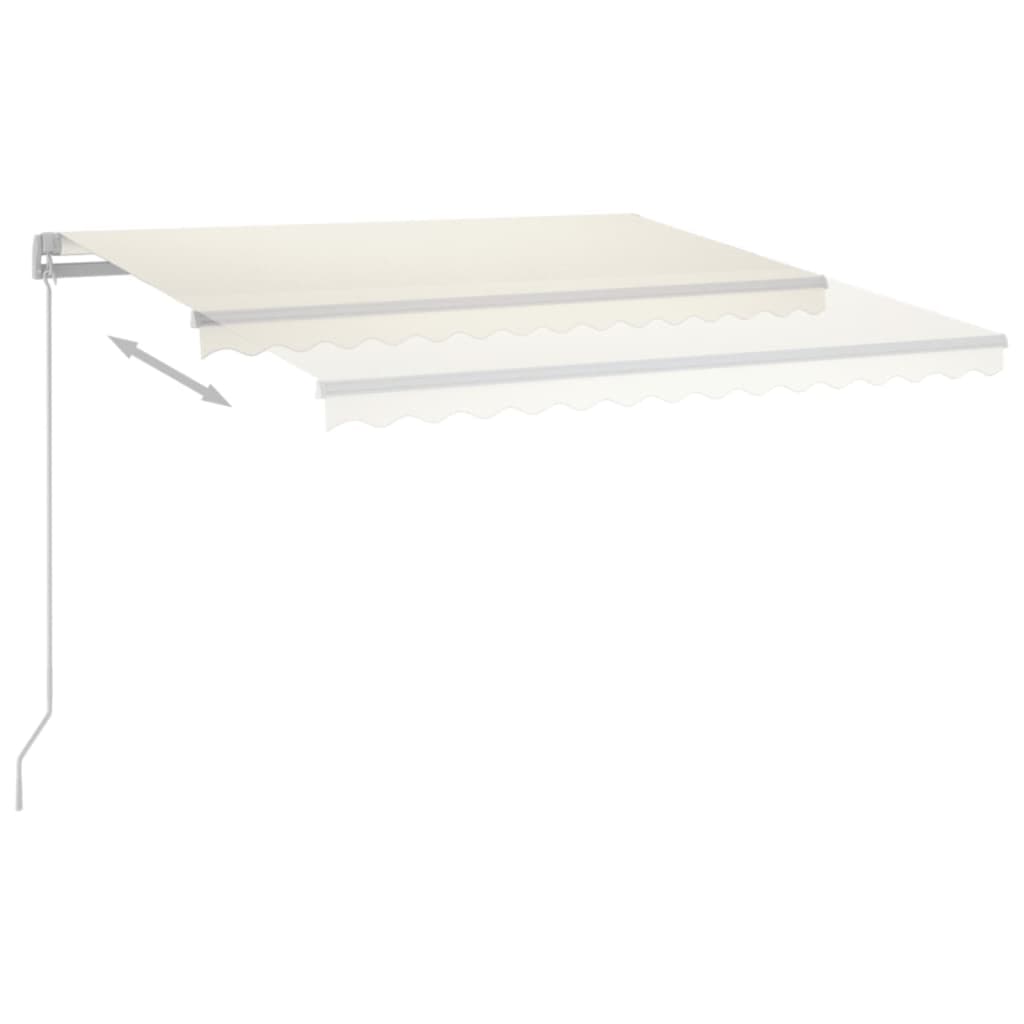 krémszínű kézzel kihúzható LED-es napellenző 400 x 350 cm