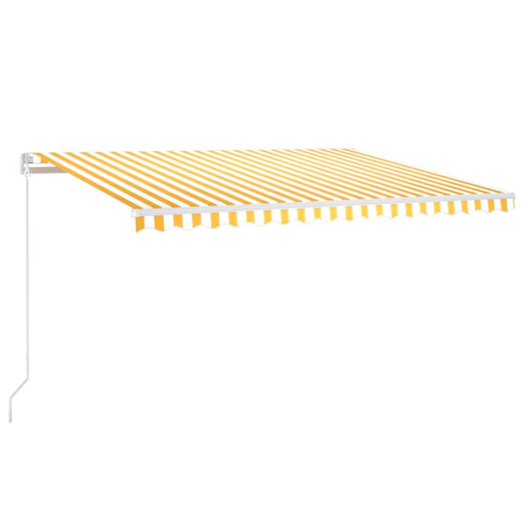 sárga és fehér kézzel kihúzható LED-es napellenző 400 x 350 cm