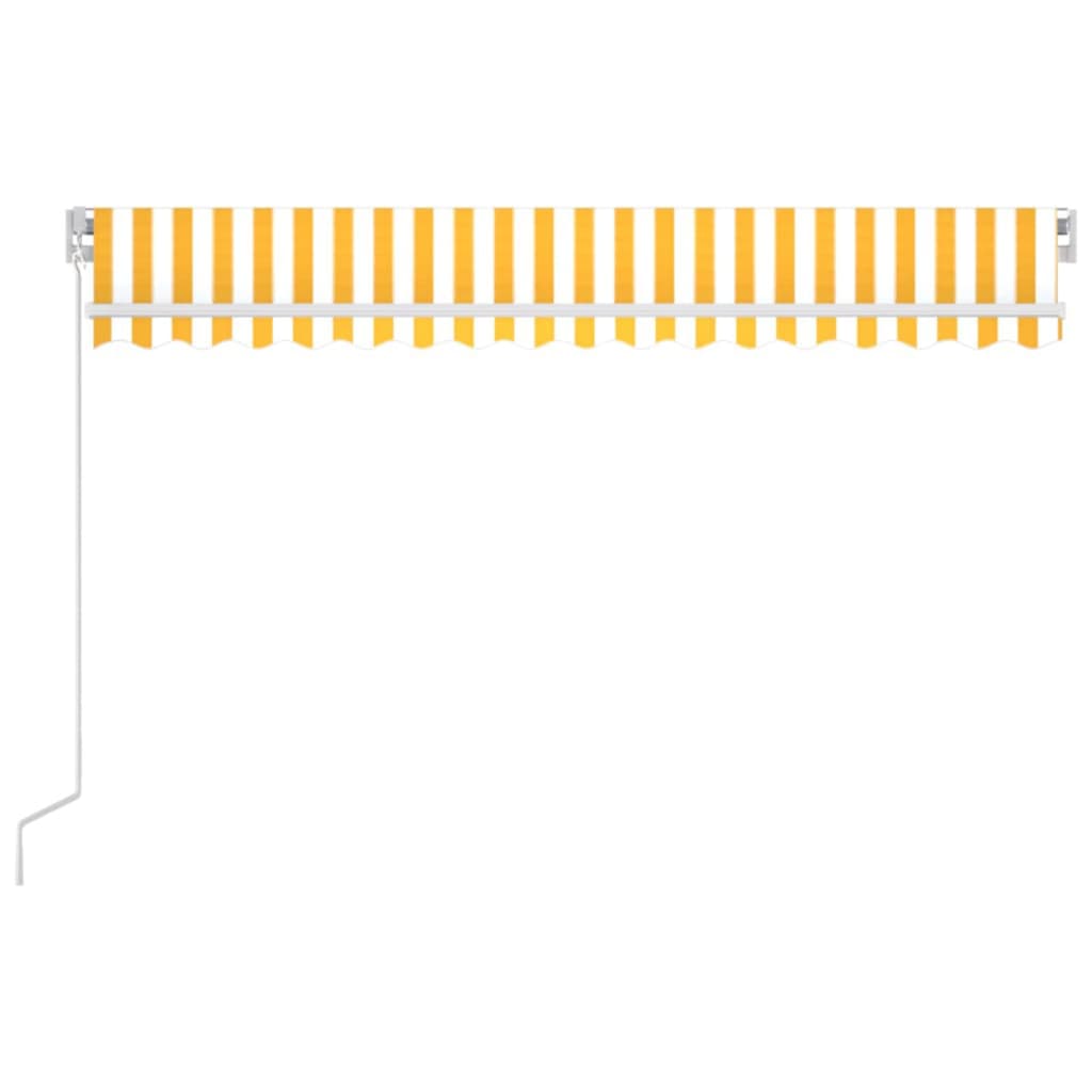 sárga és fehér kézzel kihúzható LED-es napellenző 400 x 350 cm