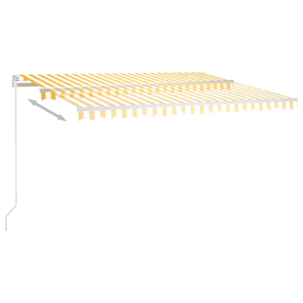 sárga és fehér kézzel kihúzható LED-es napellenző 400 x 350 cm