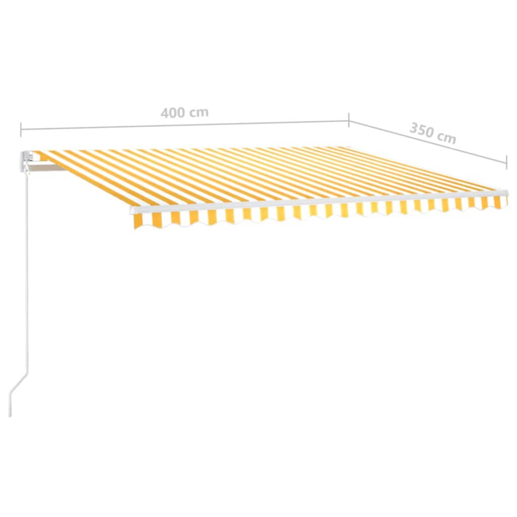 sárga és fehér kézzel kihúzható LED-es napellenző 400 x 350 cm