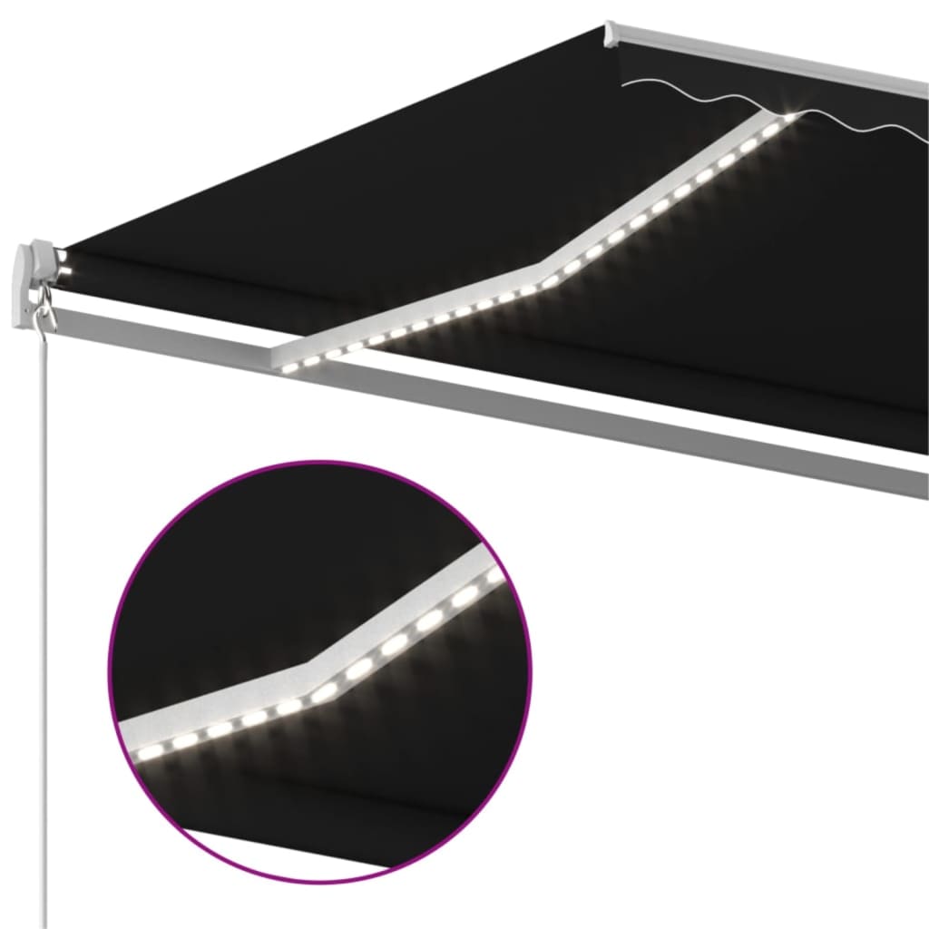 antracitszürke kézzel kihúzható LED-es napellenző 400 x 350 cm