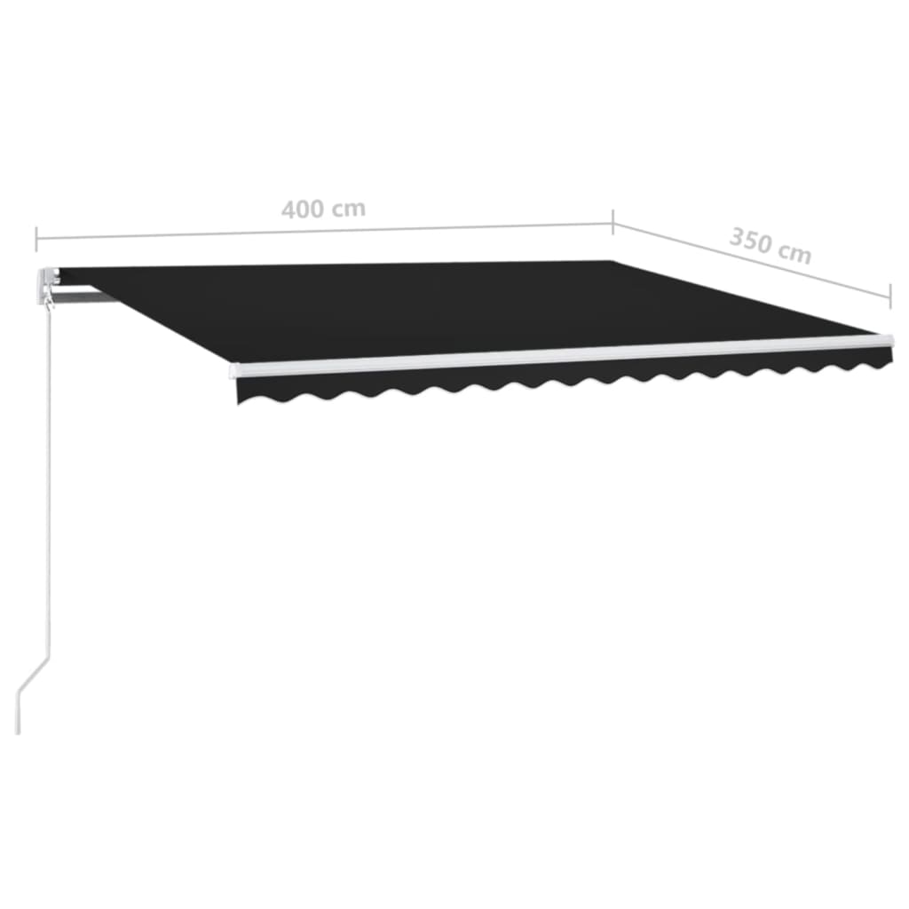 antracitszürke kézzel kihúzható LED-es napellenző 400 x 350 cm