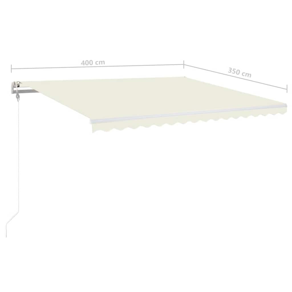krémszínű automata szélérzékelős és LED-es napellenző 400x350cm