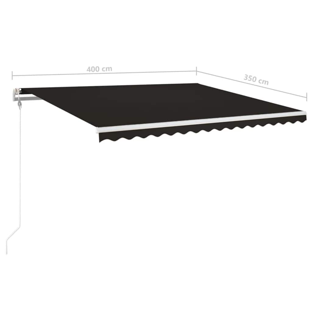 antracitszürke szélérzékelős és LED-es napellenző 400x350 cm