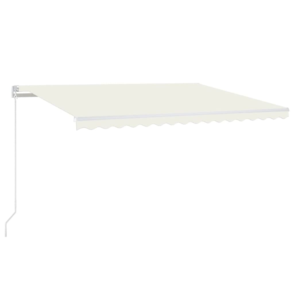 krémszínű kézzel kihúzható LED-es napellenző 450 x 350 cm