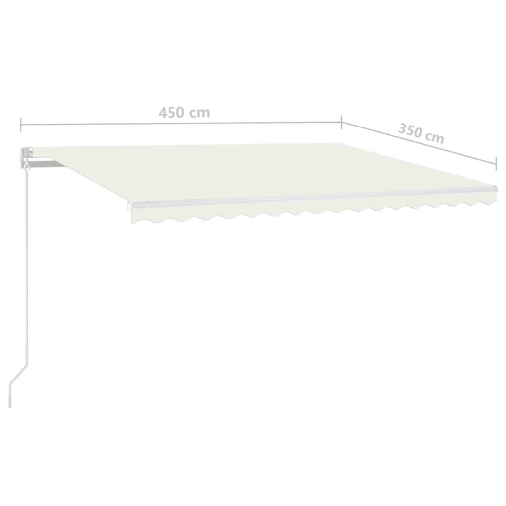 krémszínű kézzel kihúzható LED-es napellenző 450 x 350 cm