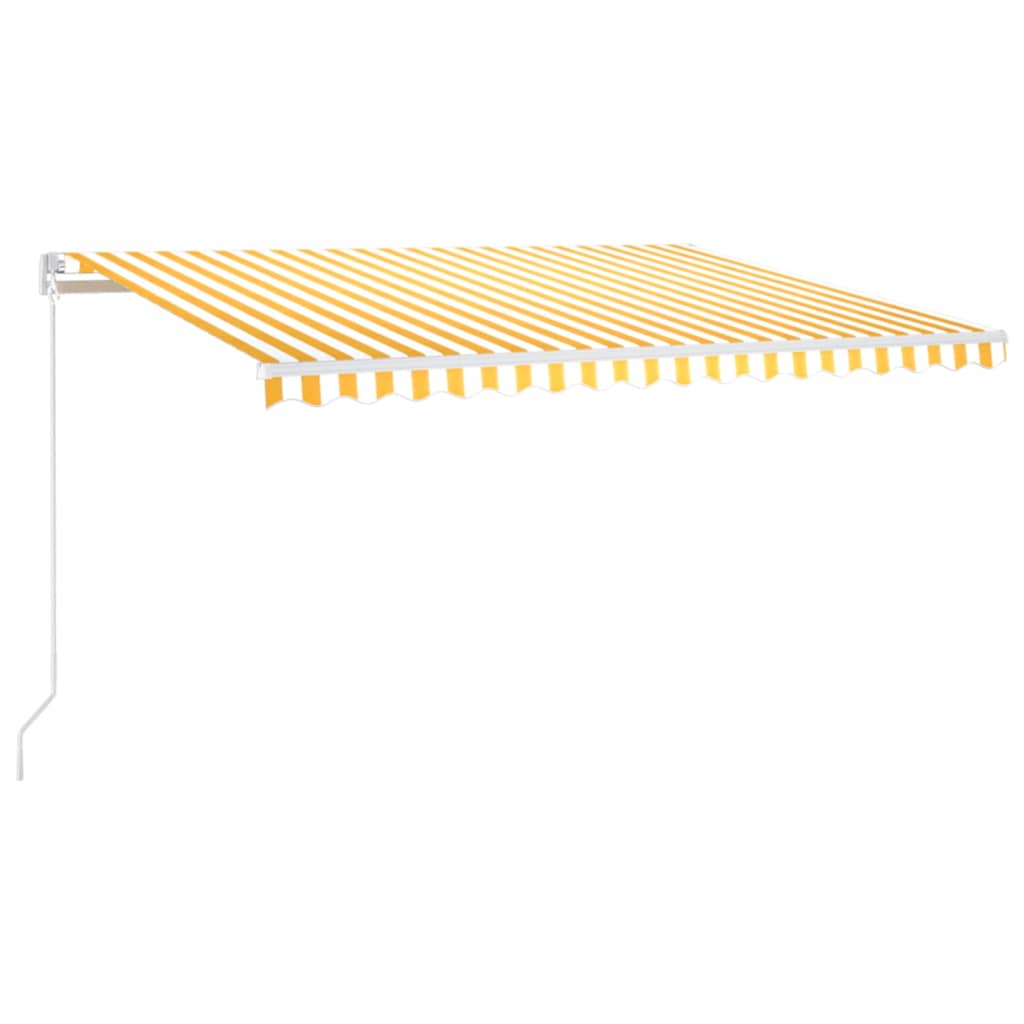 sárga és fehér kézzel kihúzható LED-es napellenző 450 x 350 cm