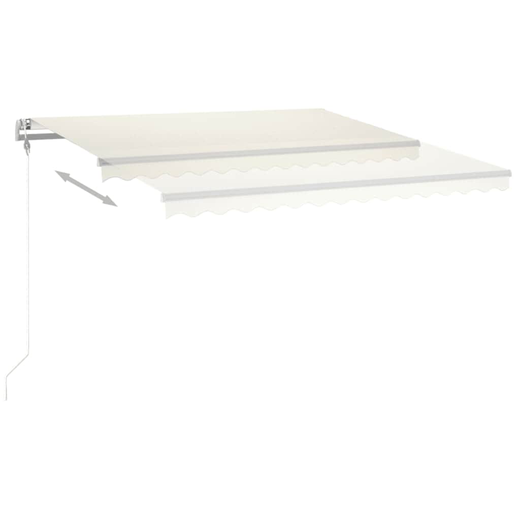 krémszínű automata szélérzékelős és LED-es napellenző 450x350cm