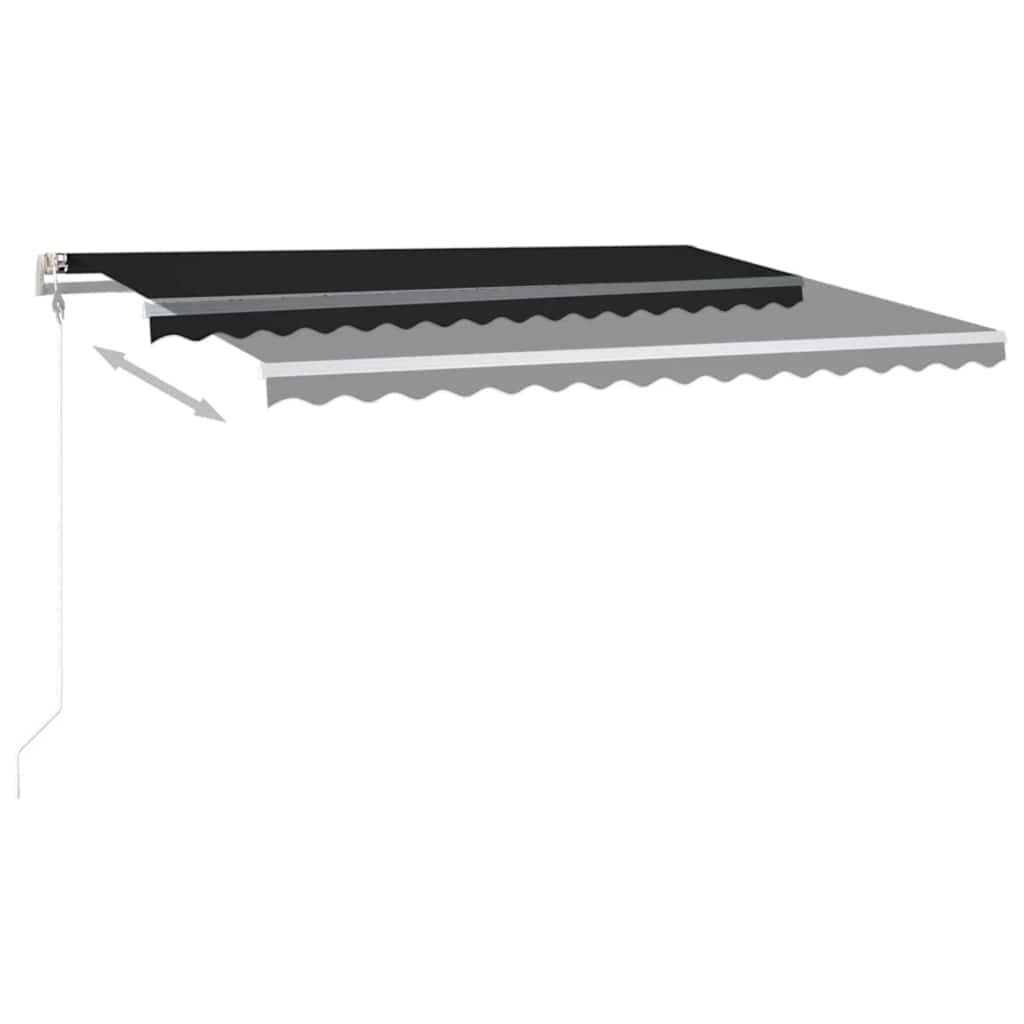 antracitszürke szélérzékelős és LED-es napellenző 450 x 350 cm