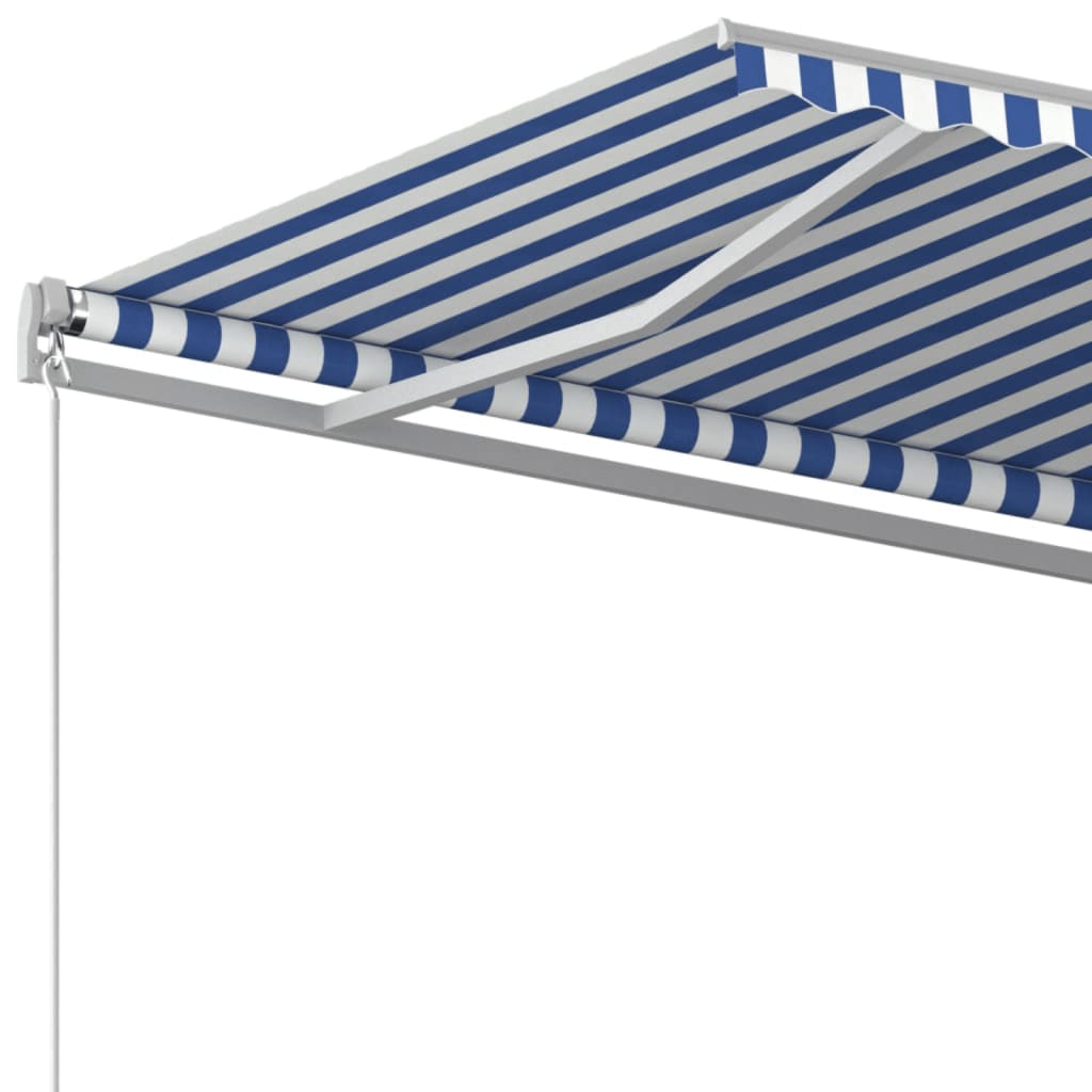 kék és fehér kézzel kihúzható napellenző 500 x 350 cm