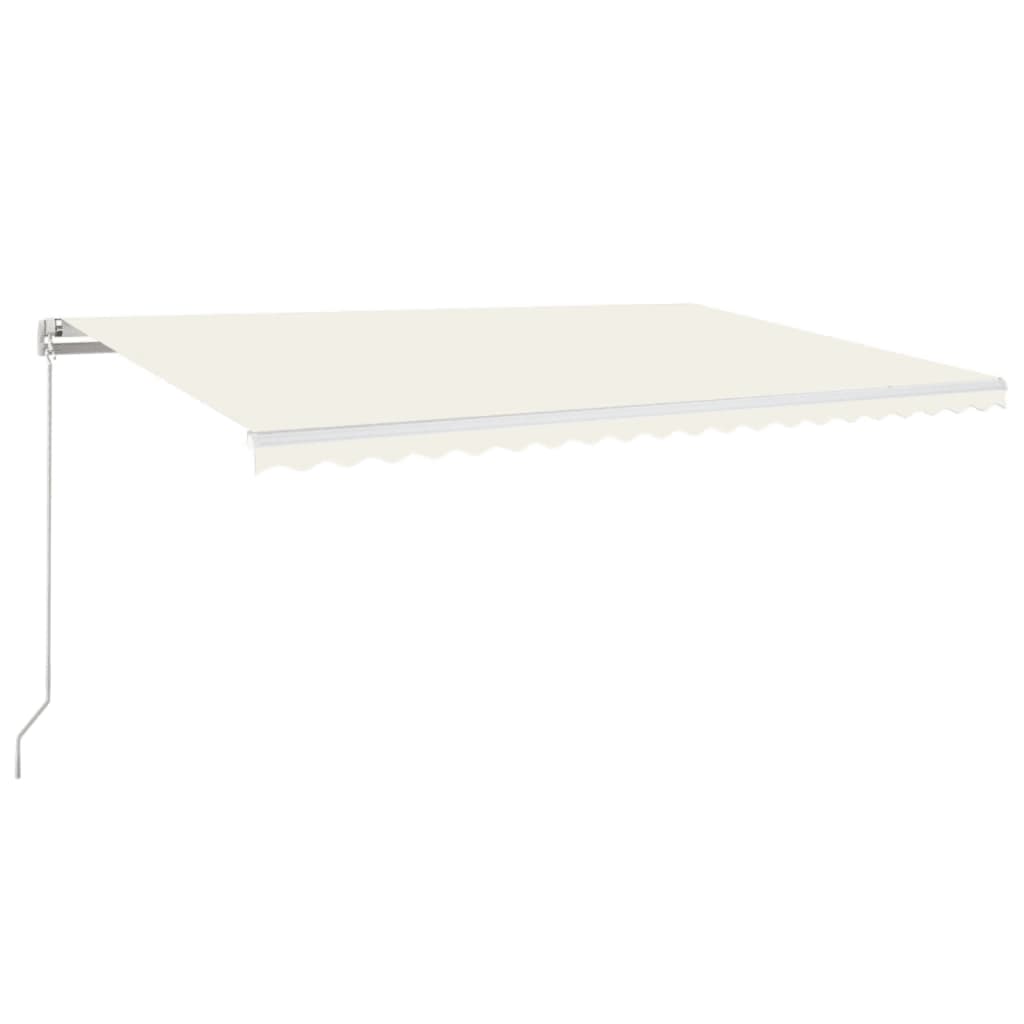 krémszínű kézzel kihúzható LED-es napellenző 500x350 cm
