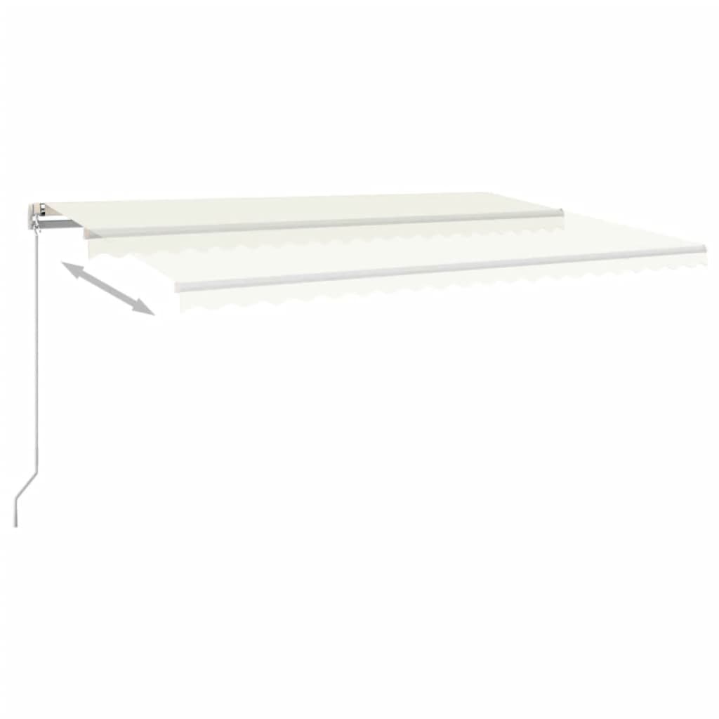 krémszínű kézzel kihúzható LED-es napellenző 500x350 cm