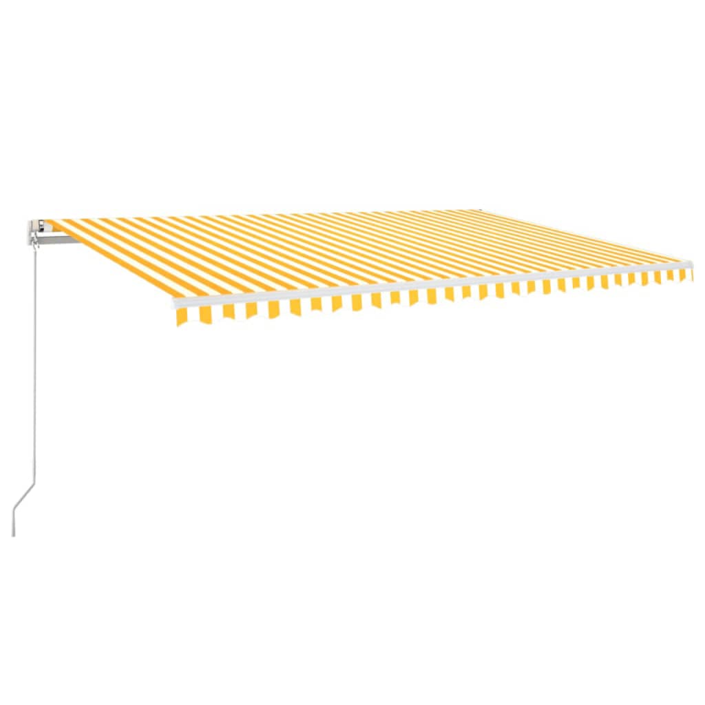 sárga és fehér kézzel kihúzható LED-es napellenző 500x350 cm