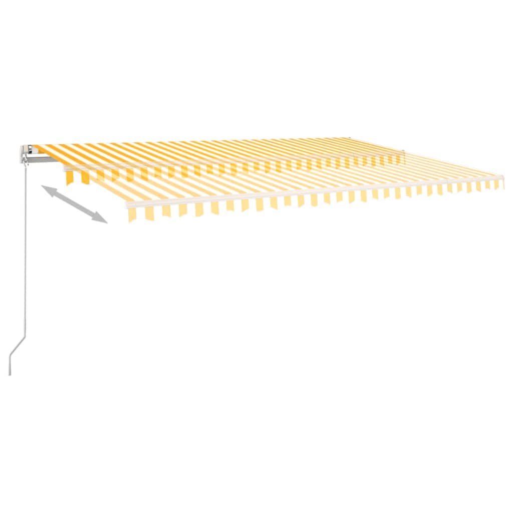 sárga és fehér kézzel kihúzható LED-es napellenző 500x350 cm