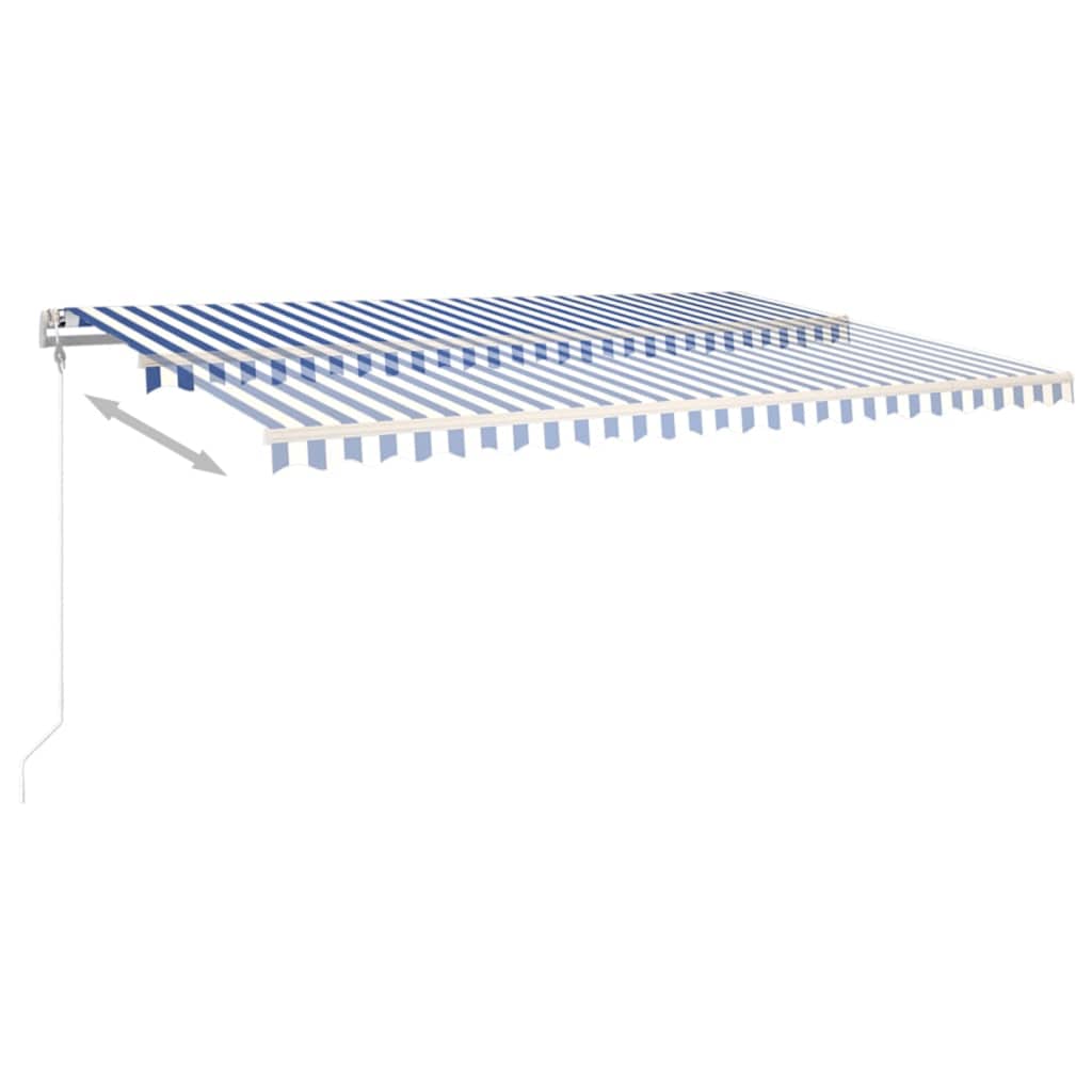 kék/fehér automata szélérzékelős és LED-es napellenző 500x350cm