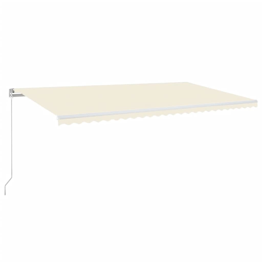 krémszínű kézzel kihúzható LED-es napellenző 600 x 350 cm