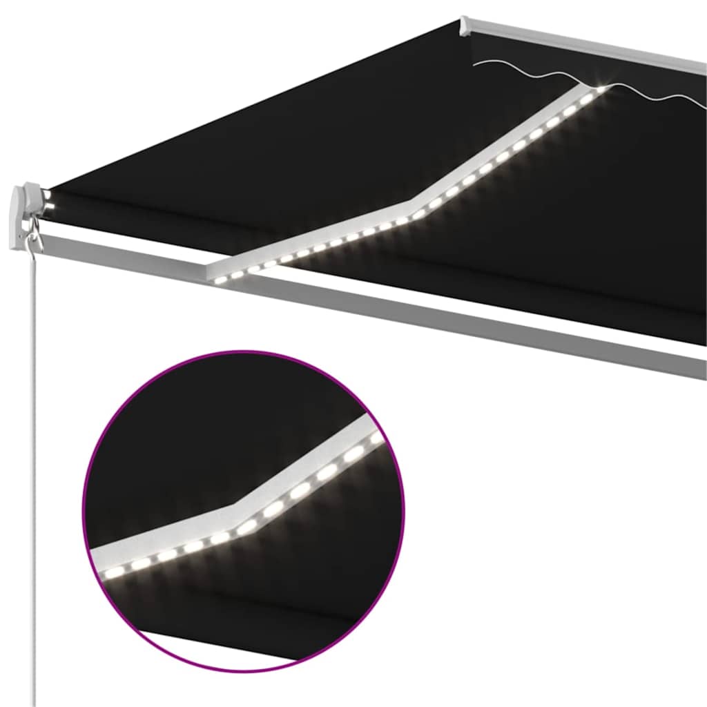 antracitszürke kézzel kihúzható LED-es napellenző 600 x 350 cm