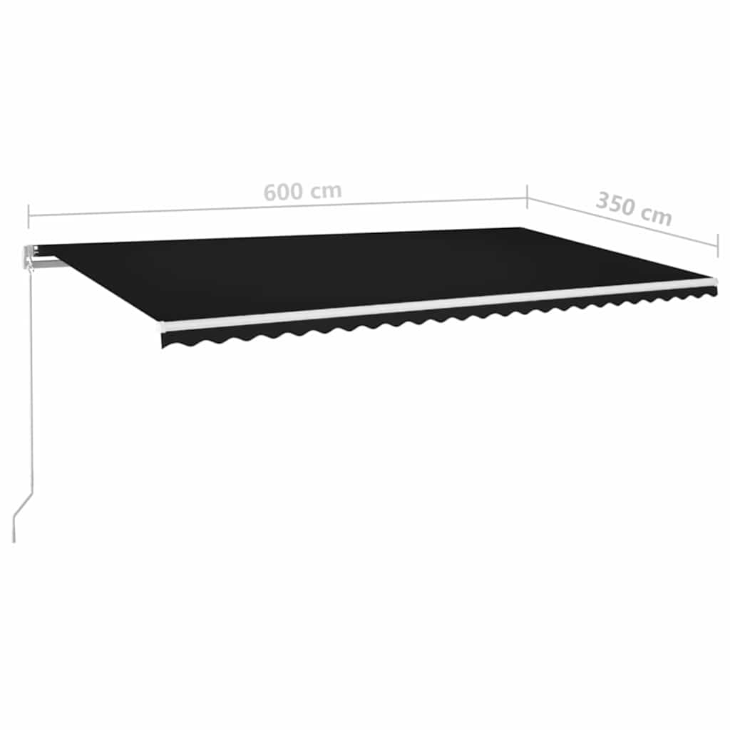antracitszürke kézzel kihúzható LED-es napellenző 600 x 350 cm