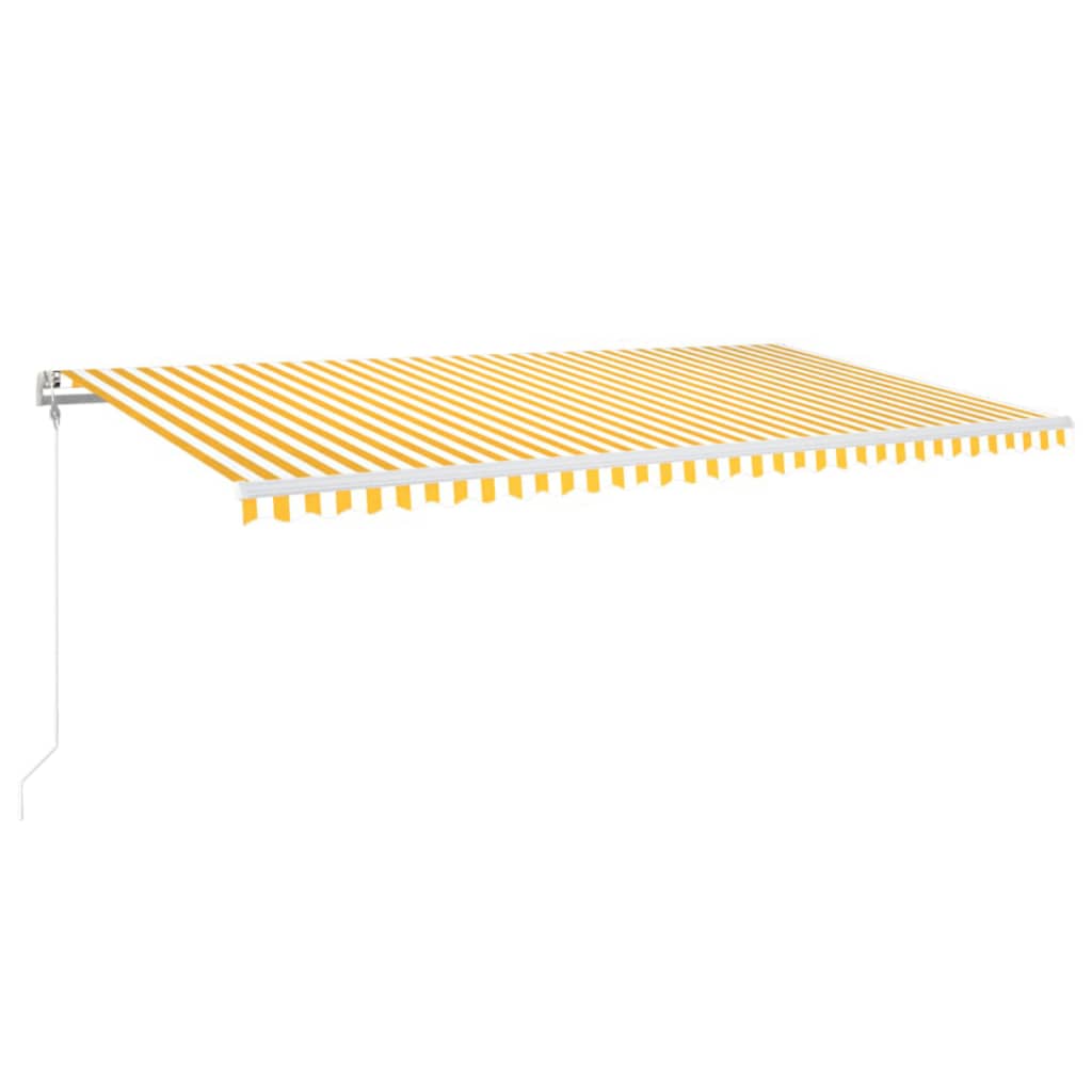 sárga-fehér szélérzékelős és LED-es napellenző 600 x 350 cm