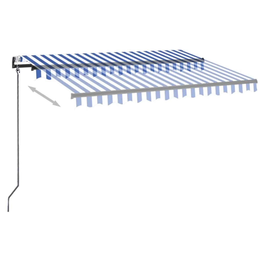 kék/fehér automata szélérzékelős és LED-es napellenző 300x250cm