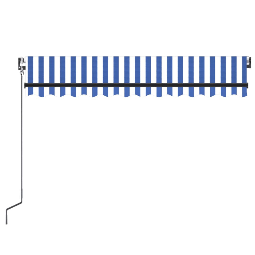 kék/fehér automata szélérzékelős és LED-es napellenző 300x250cm