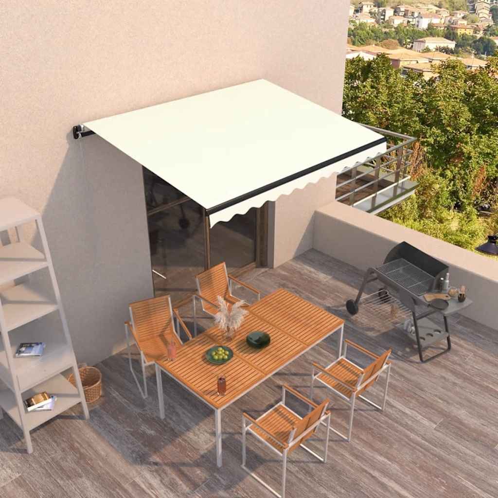 krémszínű kézzel kihúzható napellenző 350 x 250 cm