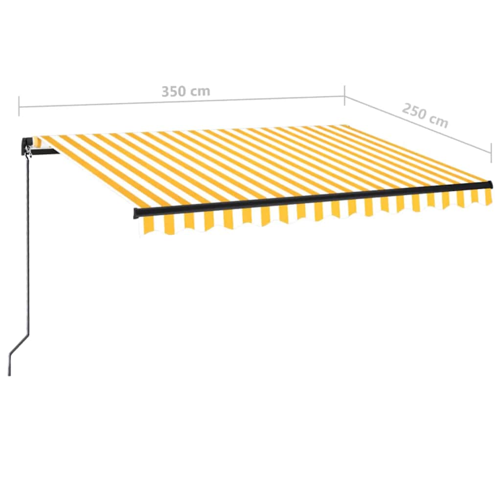sárga és fehér kézzel kihúzható napellenző 350 x 250 cm