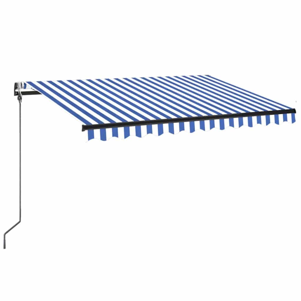 kék/fehér automata szélérzékelős és LED-es napellenző 350x250cm